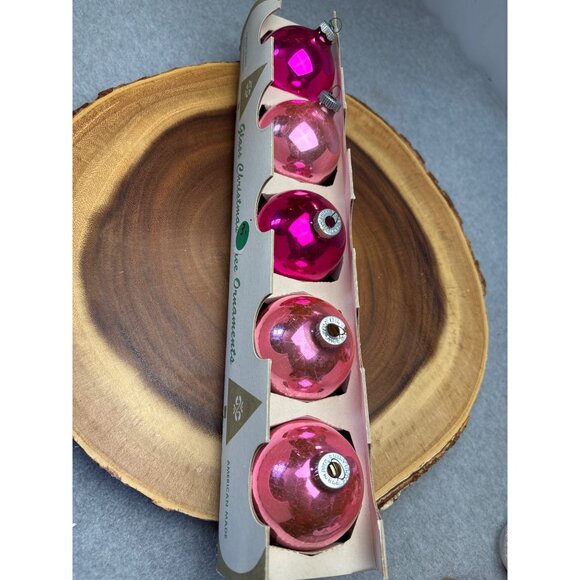 Shiny Brite Vintage Christmas Ornaments Set of 6 Pink Glass Balls 2.5" - Picture 2 of 12